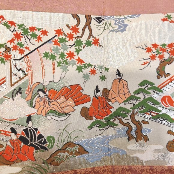 Vtg Japanese Kyonishiki Asian Embroidered Silk Fold Screen Art Tapestry 9x11" - Picture 5 of 13